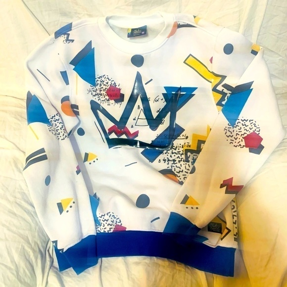 Mens Vintage Y2K 90s Geometric Sweatshirt Athleisure Retro Streetwear Dopamine - Picture 1 of 2